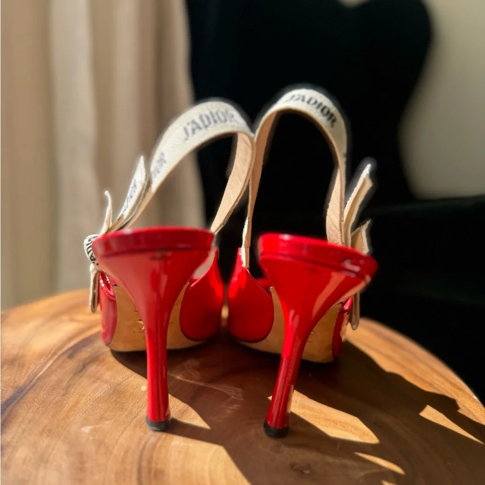 Dior Vibrant Red Slingback Heels - Picture 3 of 9